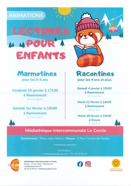 ANIMATIONS - LECTURE POUR ENFANTS - Médiathèque à Remiremont